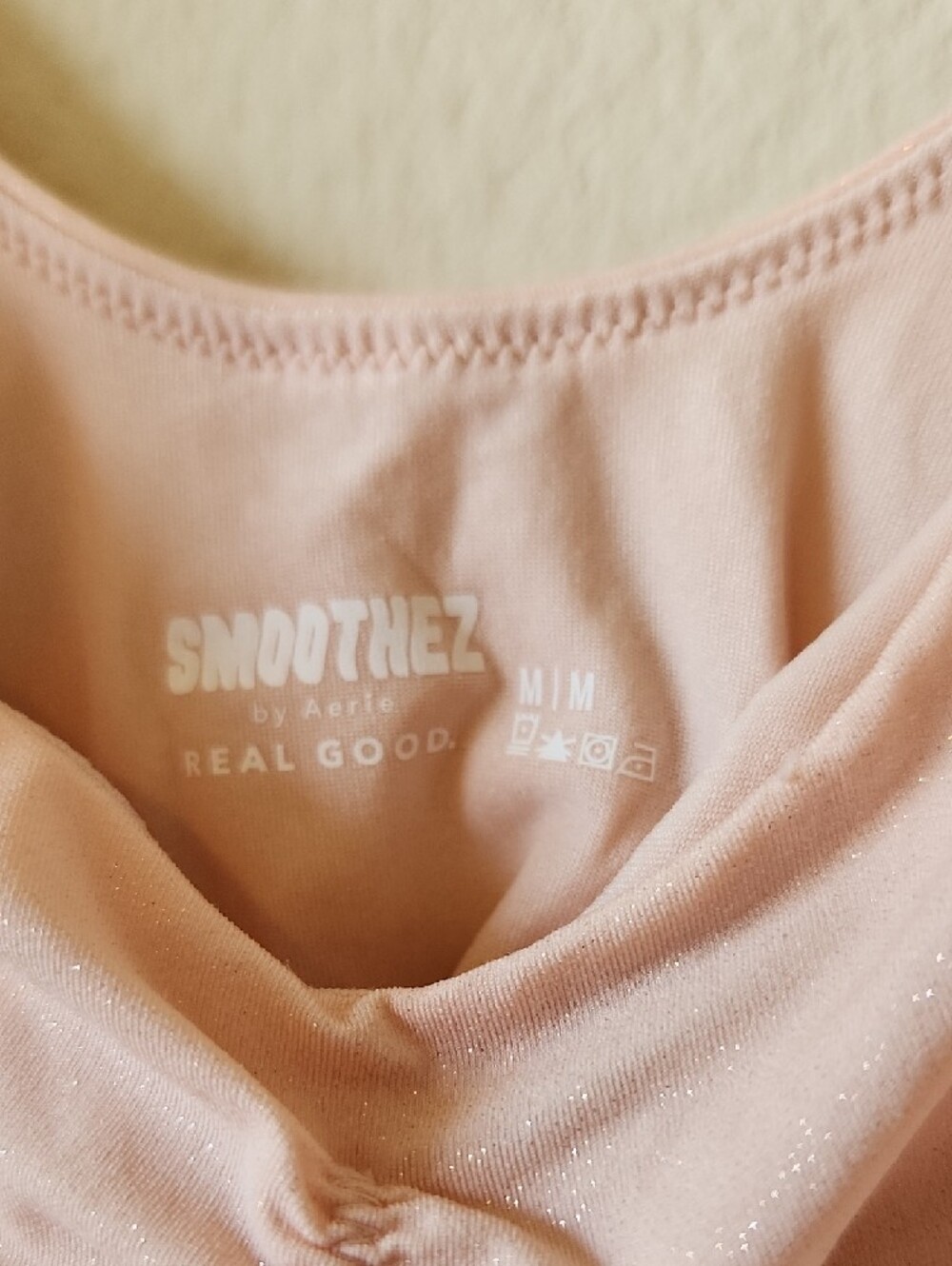 aerie - Pink Shimmer Ruched Smoothez Cami - M - Picture 2 of 5
